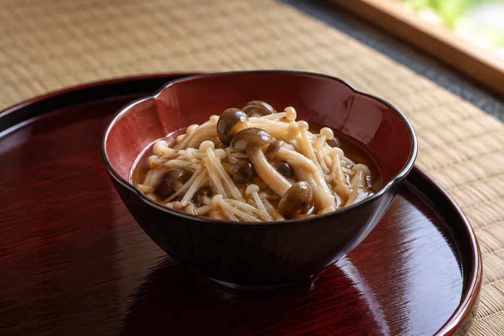 しめじとえのきのレンジ煮びたしの完成イメージ