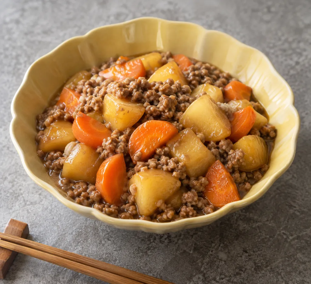 合いびき肉とじゃがいもの中華そぼろ煮の完成イメージ