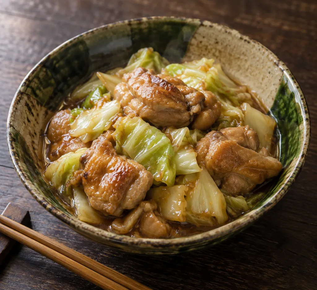 鶏もも肉とキャベツの味噌煮の完成イメージ