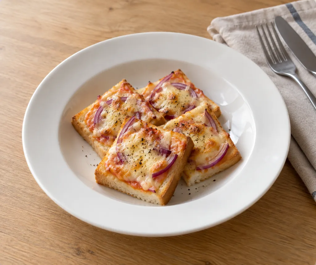 紫玉ねぎと食パンのチーズトーストの完成イメージ