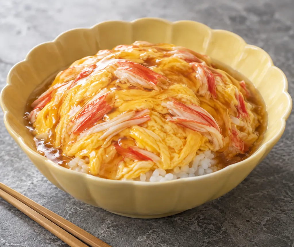 卵とかにかまの天津飯の完成イメージ