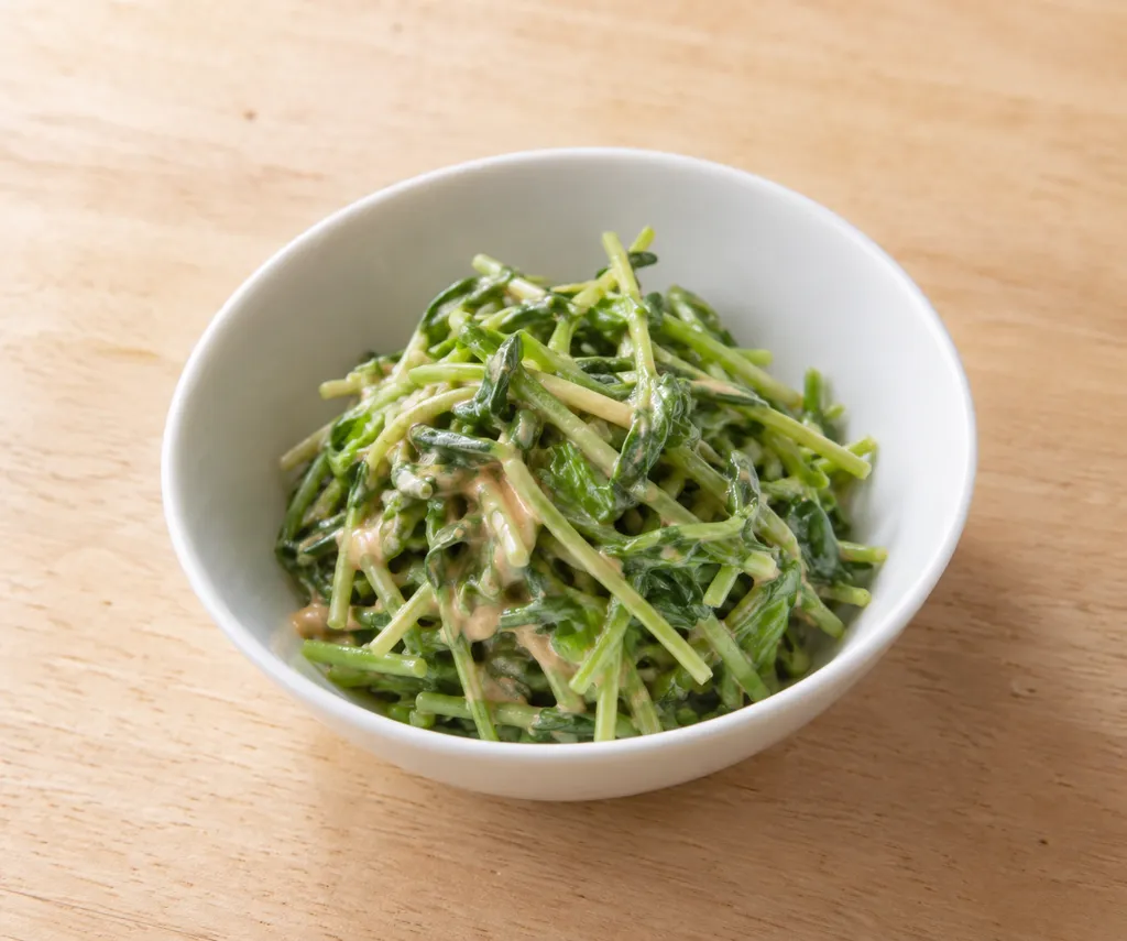 豆苗と練りごまの中華ごま味噌和えの完成イメージ