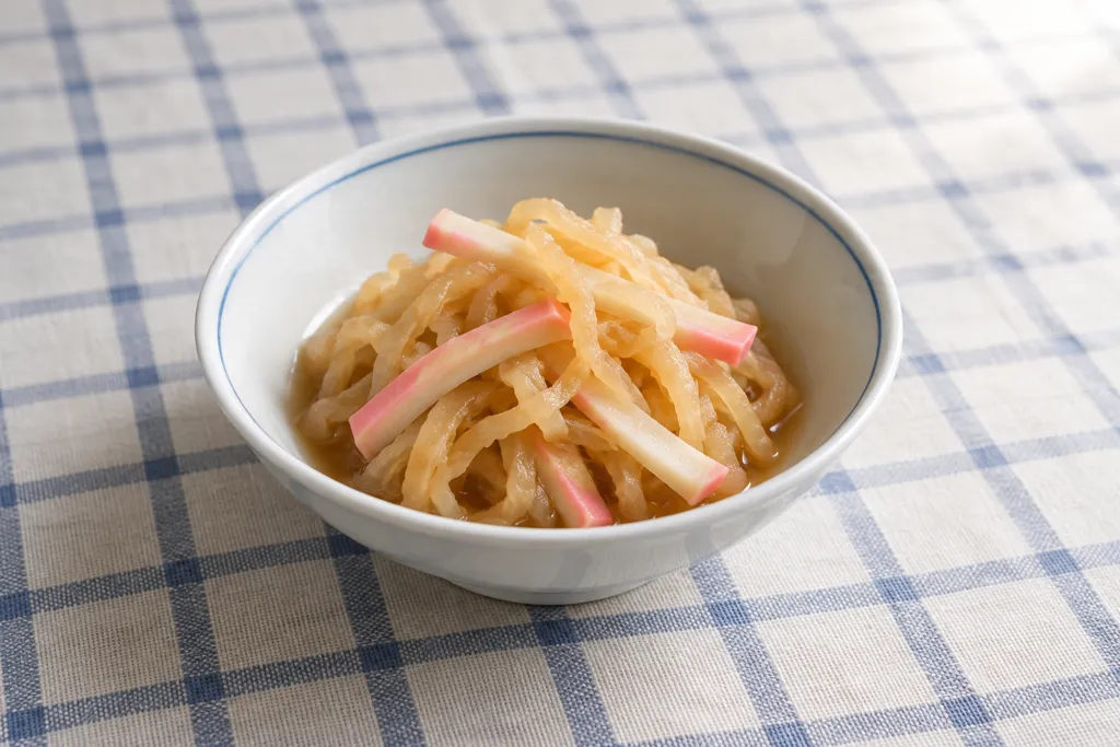 切り干し大根とかまぼこの煮物の完成イメージ