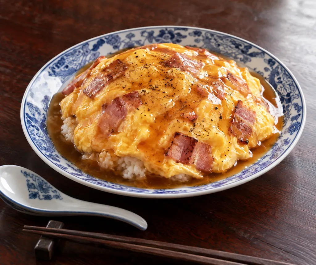 ベーコンと卵の天津飯の完成イメージ