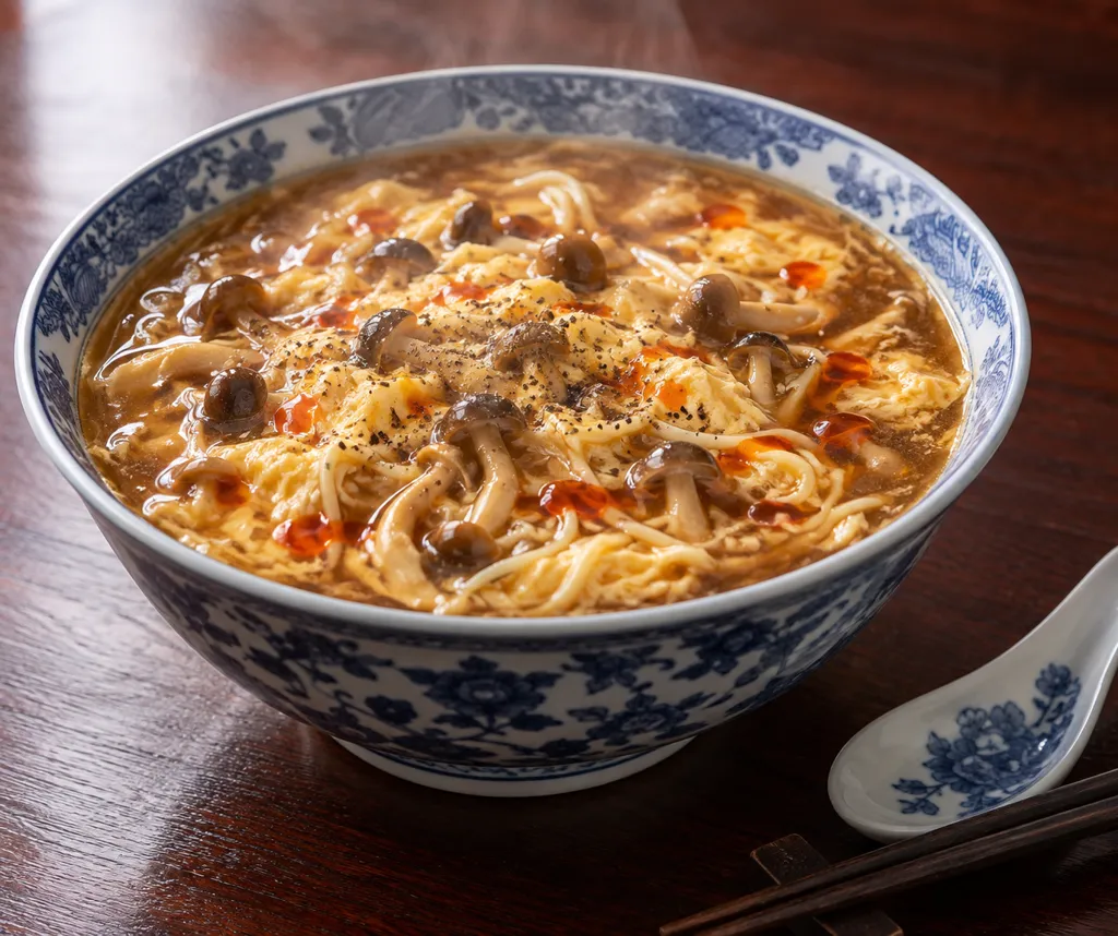 しめじと卵の酸辣湯麺の完成イメージ