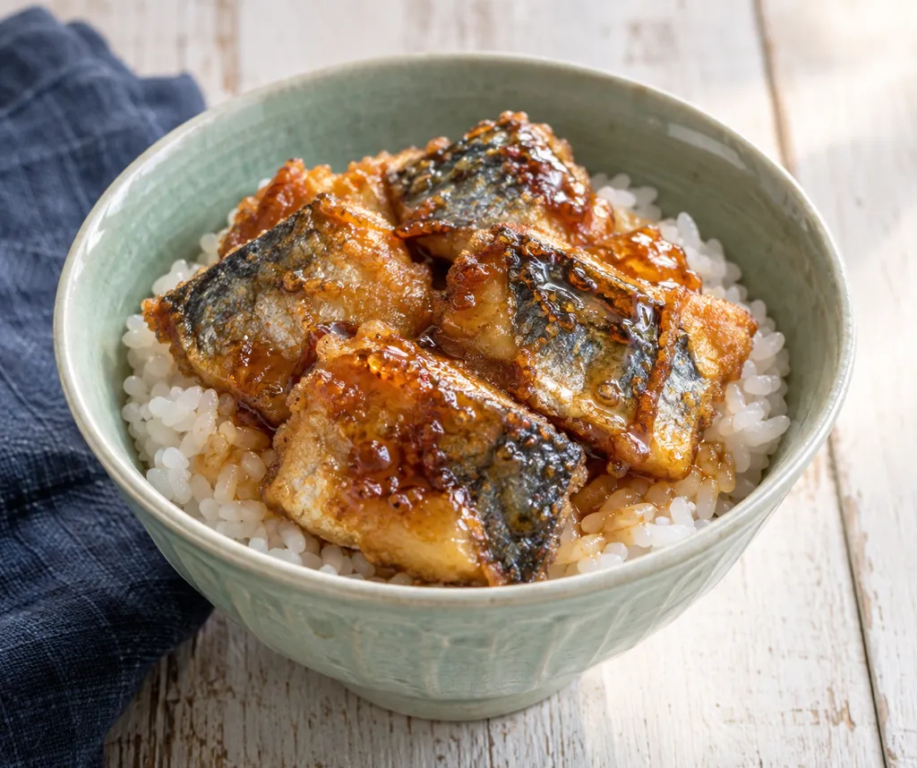さばのしょうが甘酢から揚げ丼の完成イメージ