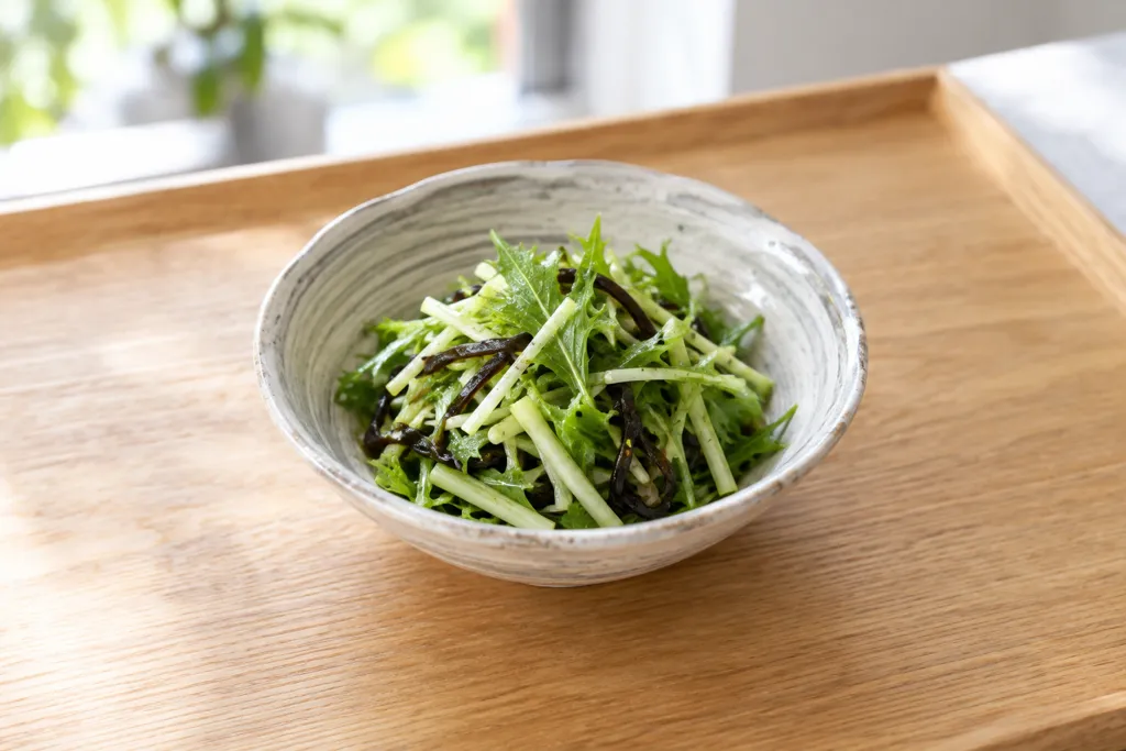 水菜と塩昆布のさっぱり和えの完成イメージ