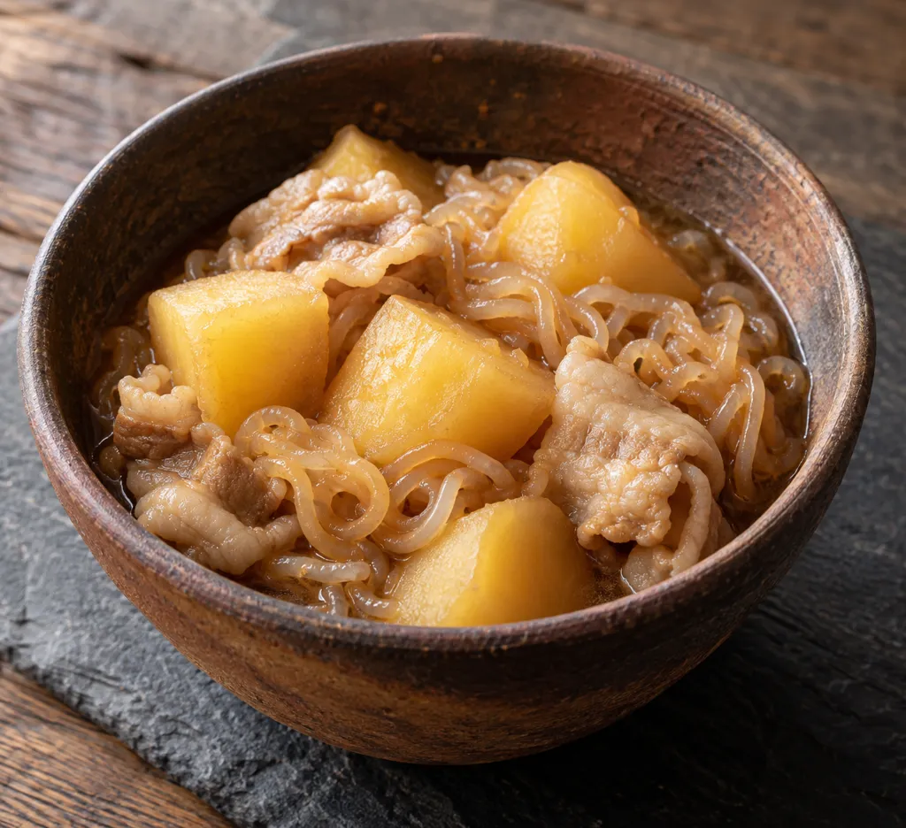 豚バラ肉としらたきの肉じゃがの完成イメージ