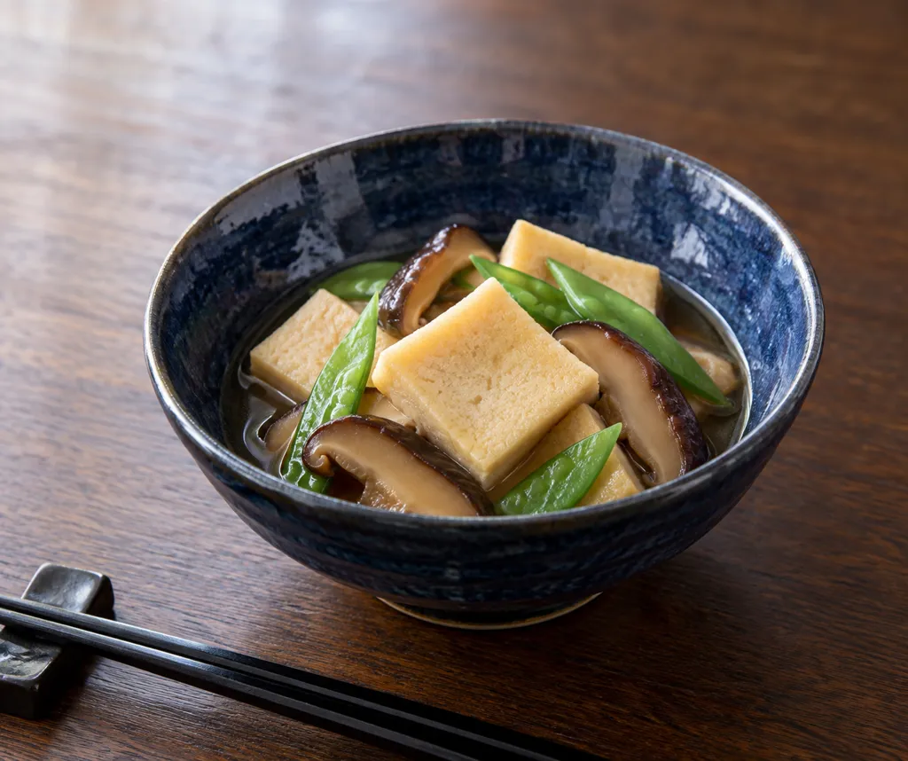 高野豆腐としいたけの彩り煮の完成イメージ