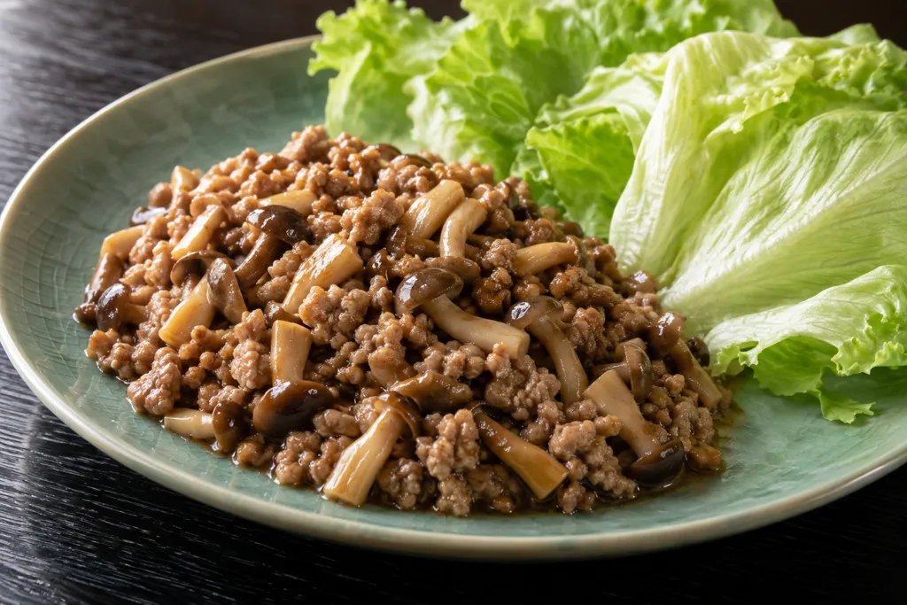 豚ひき肉としめじの中華レタス包みの完成イメージ