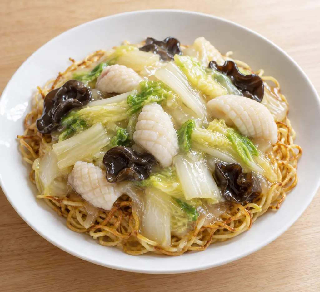 いかと白菜の塩あんかけ焼きそばの完成イメージ