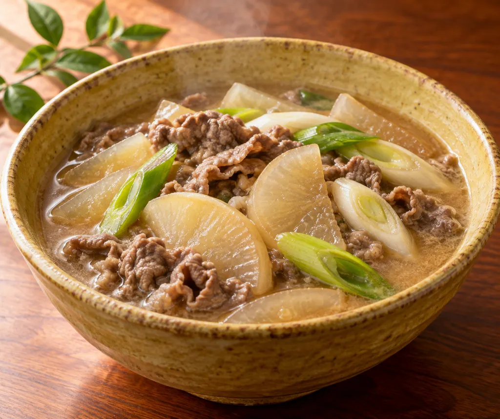 牛こま肉と大根の味噌鍋の完成イメージ