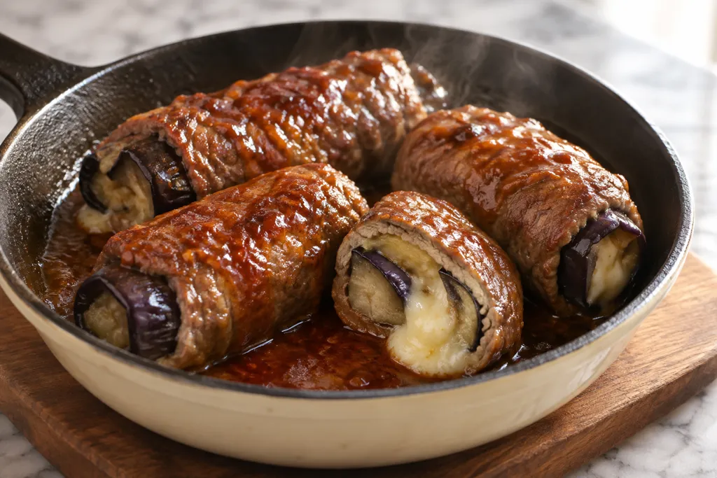 牛肉となすのチーズ巻き焼きの完成イメージ