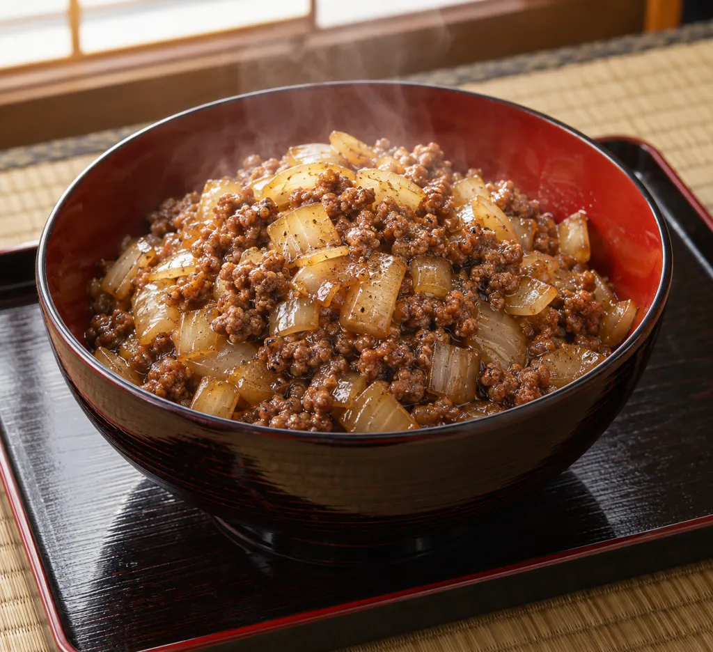 牛そぼろと玉ねぎのしょうが炒めの完成イメージ