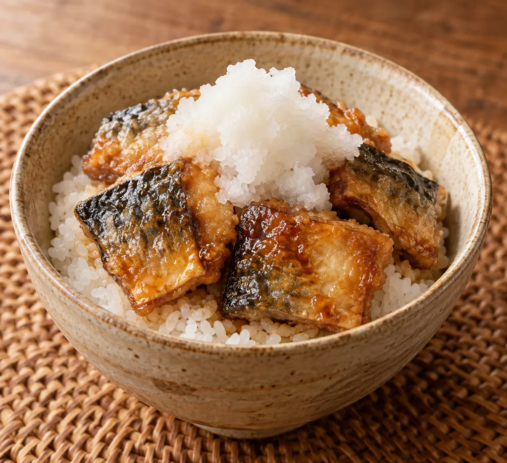 さばと大根のおろしから揚げ丼の完成イメージ