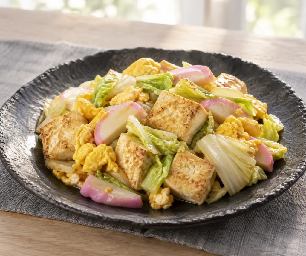 かまぼこと白菜の豆腐チャンプルーの完成イメージ