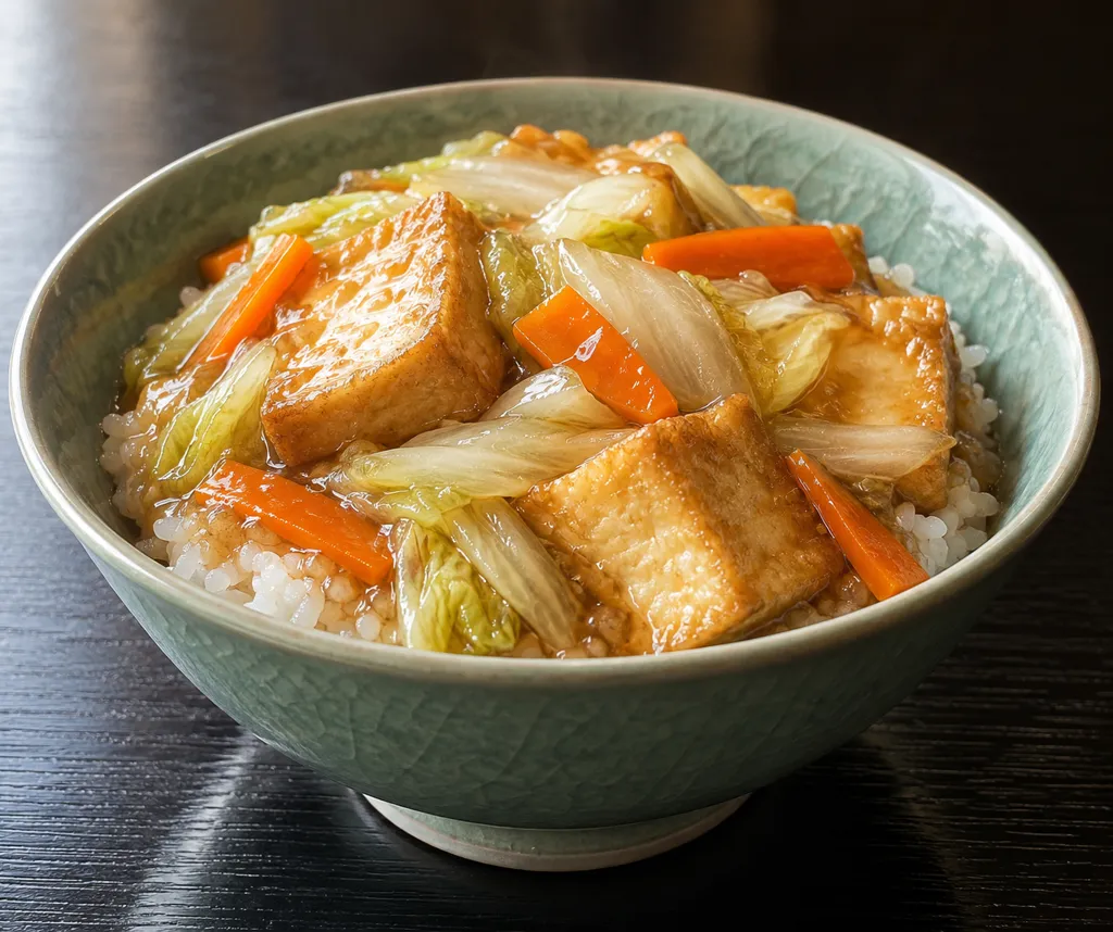厚揚げと白菜の中華丼の完成イメージ