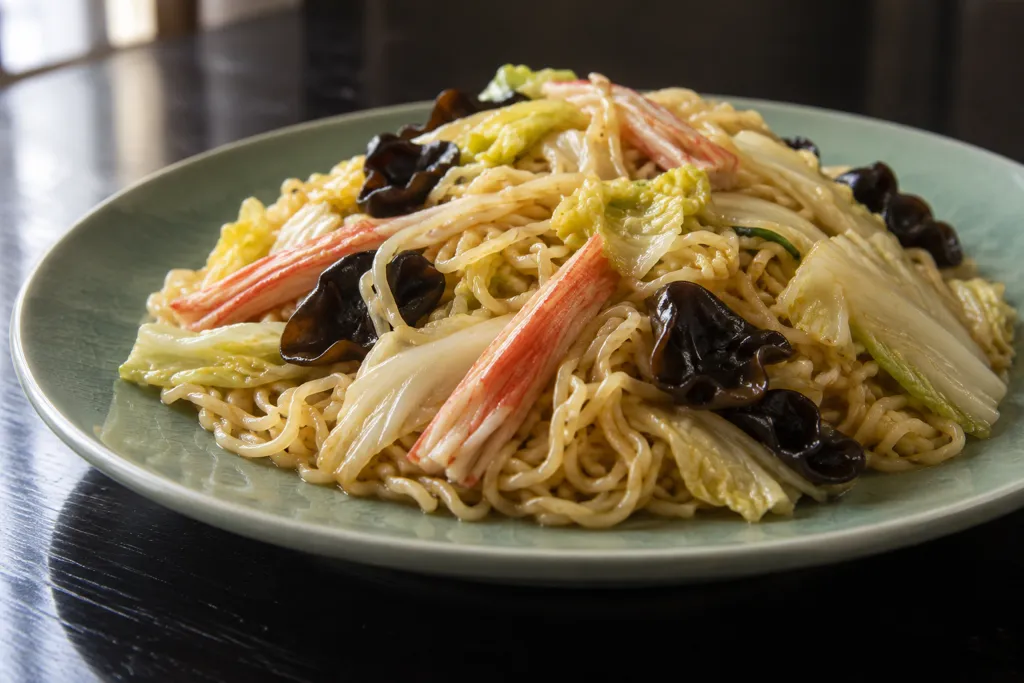 かにかまと白菜の中華焼き麺の完成イメージ