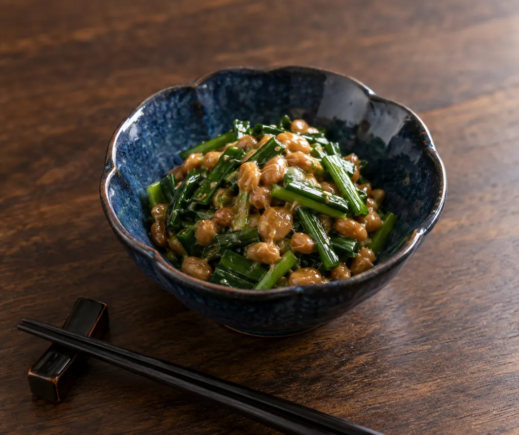納豆とニラのごま油和えの完成イメージ