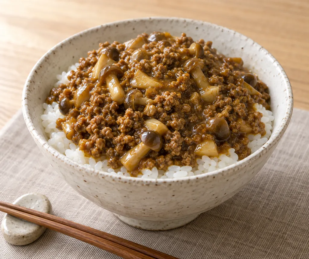 合いびき肉としめじの和風そぼろカレーの完成イメージ