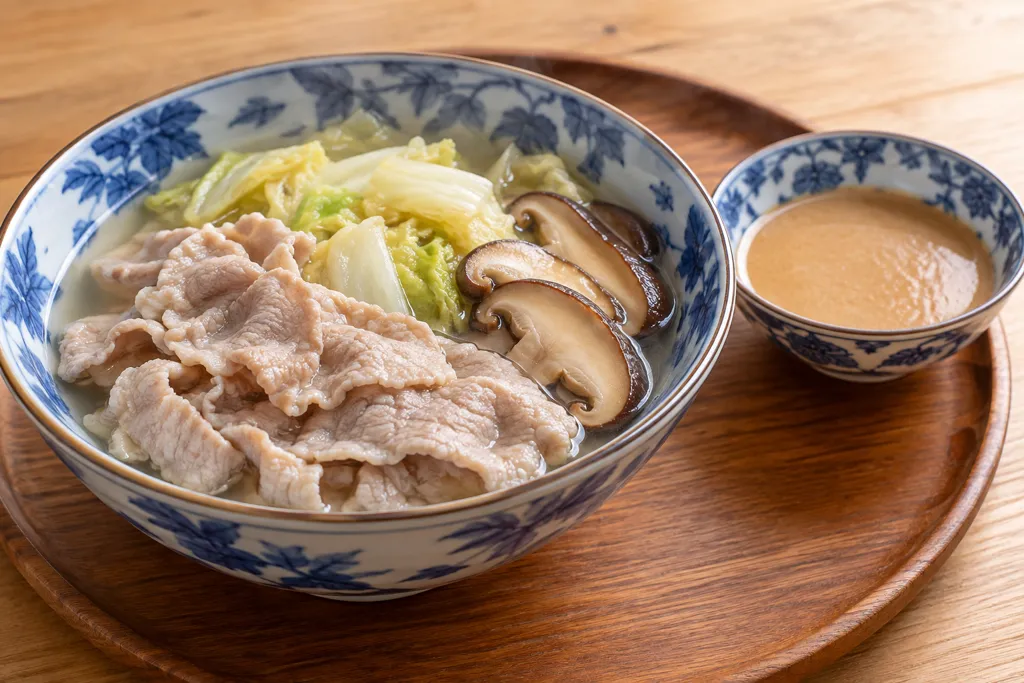 豚肩ロースとしいたけの簡単しゃぶしゃぶの完成イメージ