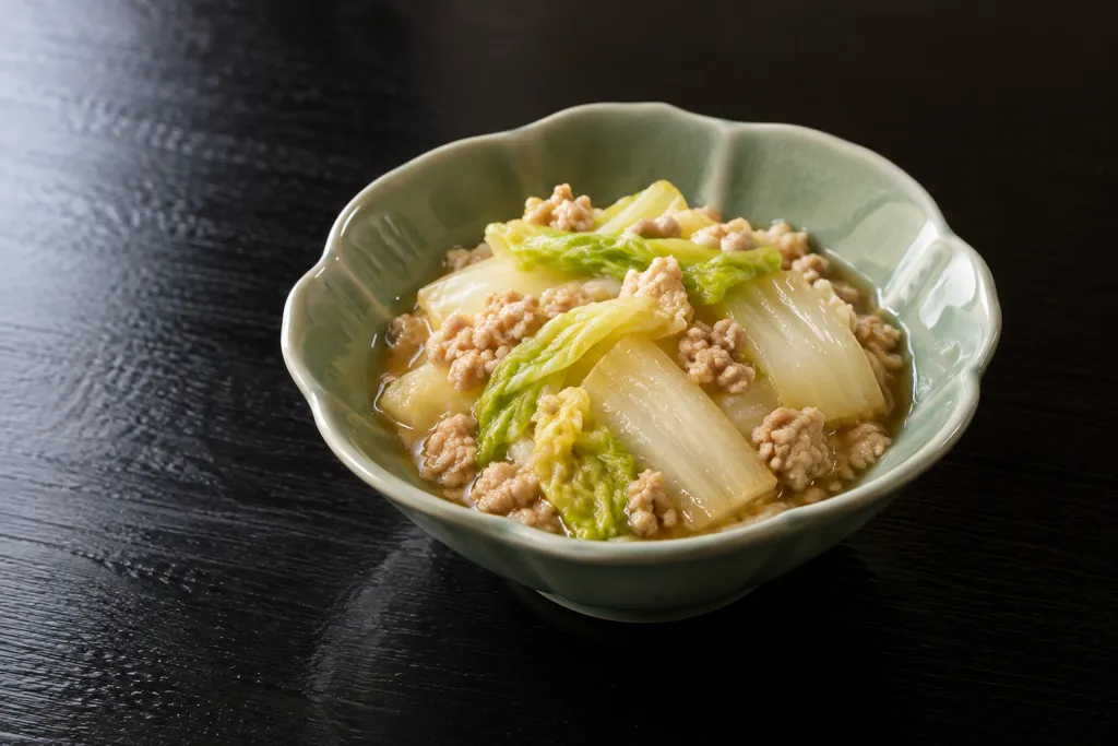 白菜と鶏ひき肉の中華蒸しの完成イメージ