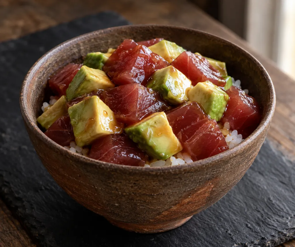 まぐろとアボカドの海鮮丼の完成イメージ