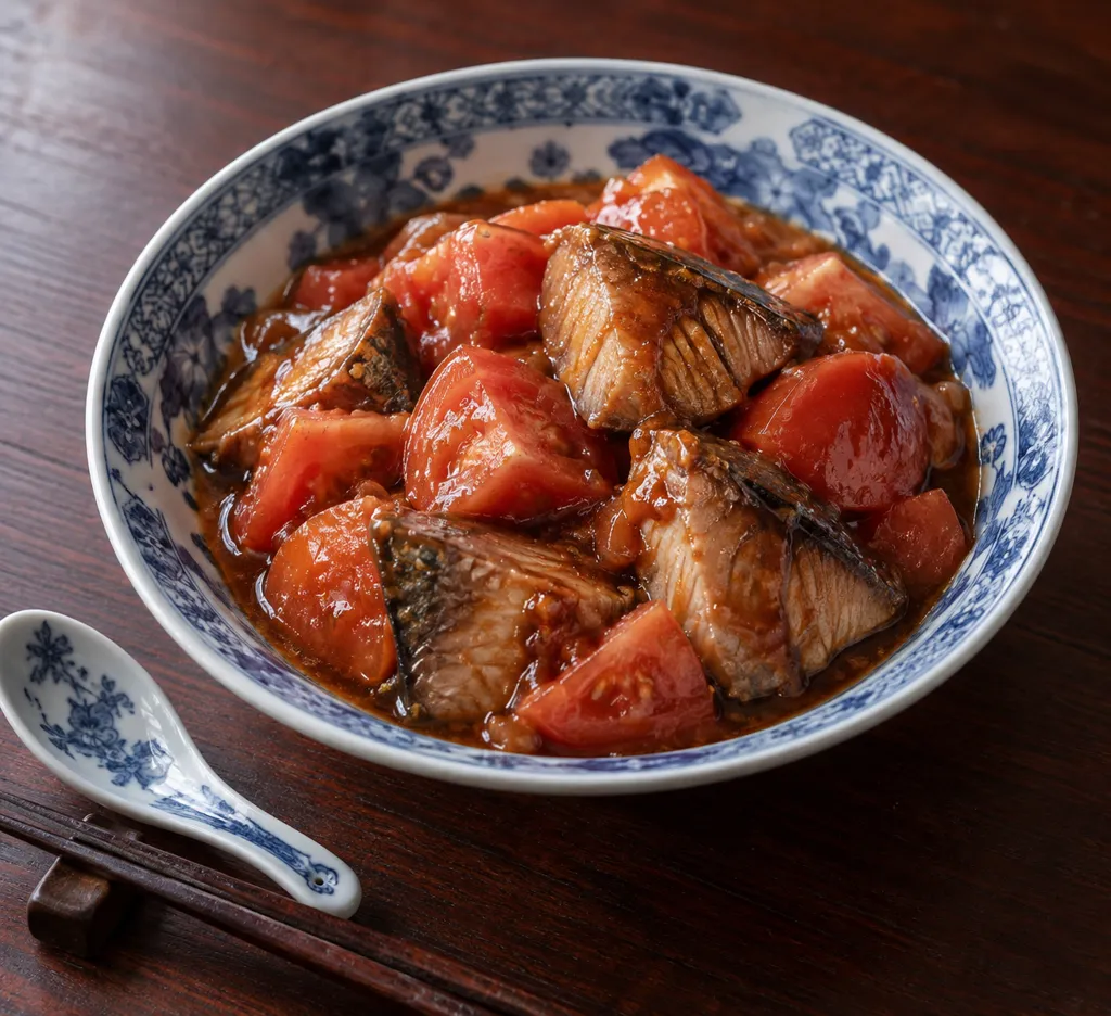 かつおとトマトの黒酢あんの完成イメージ