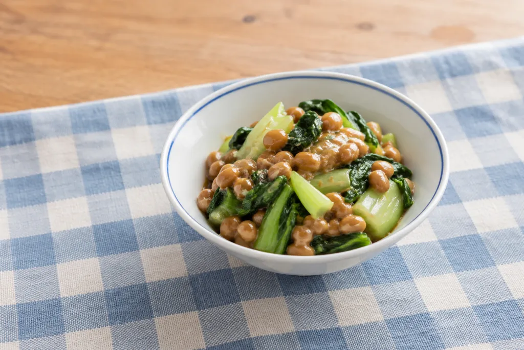 納豆とチンゲン菜の和え物の完成イメージ