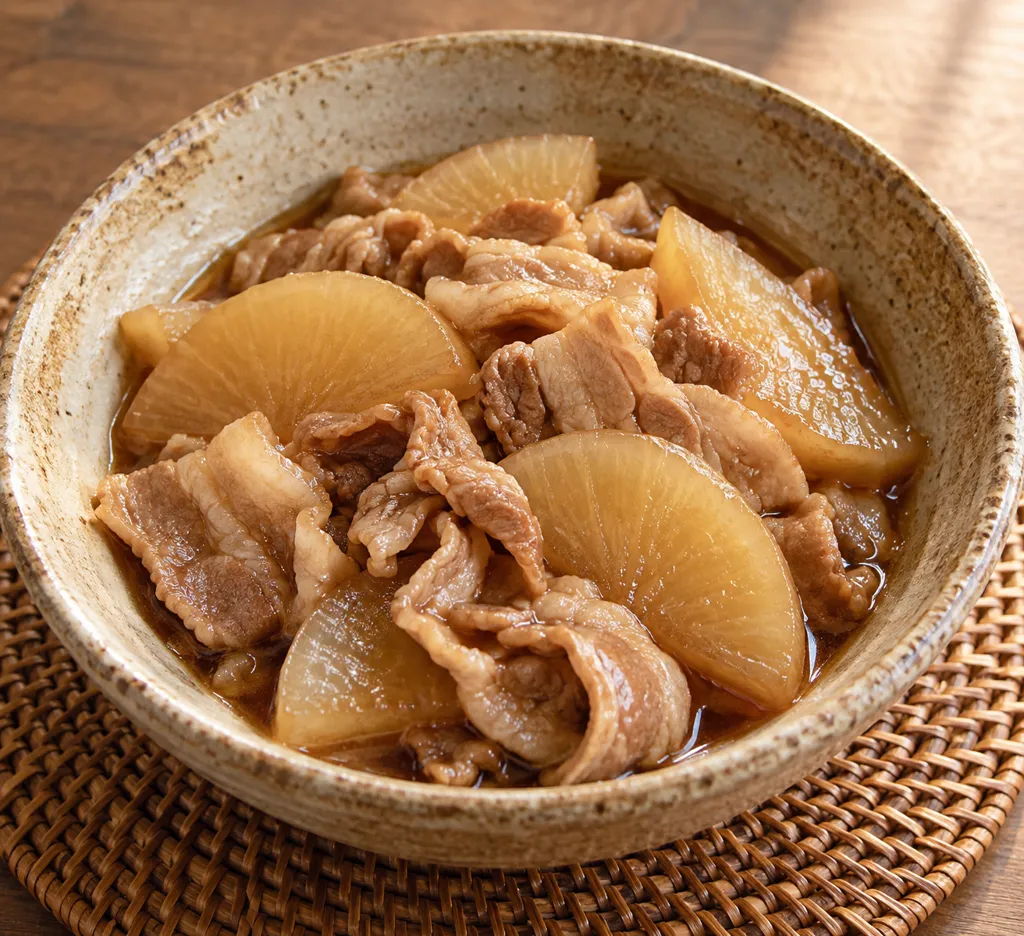 時短豚バラ肉と大根の煮つけの完成イメージ