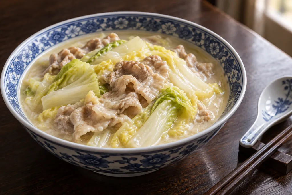 豚バラ肉と白菜の中華ミルク煮の完成イメージ