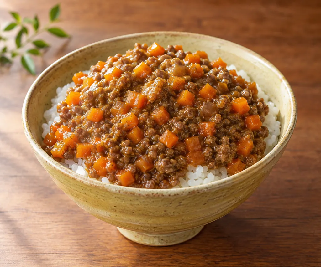 合いびき肉とにんじんの和風そぼろカレーの完成イメージ