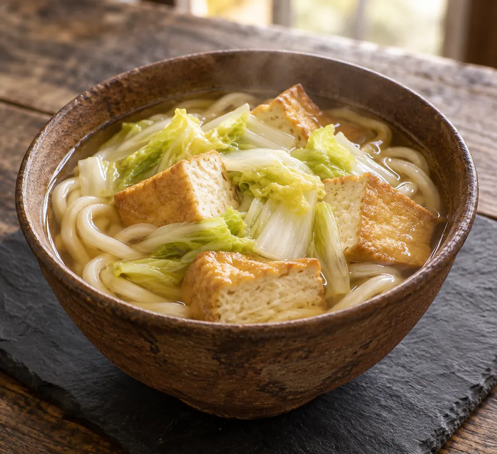 厚揚げと白菜のかけうどんの完成イメージ