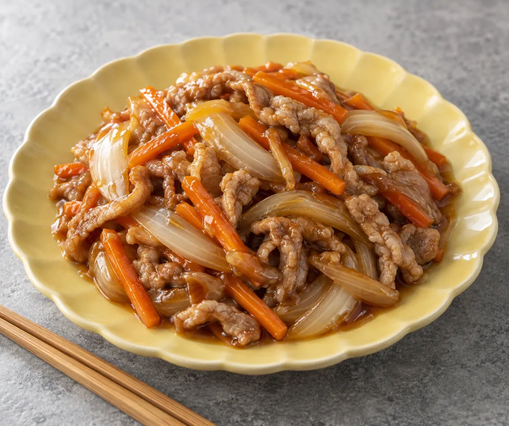 時短豚もも肉とにんじんの酢豚風甘酢炒めの完成イメージ