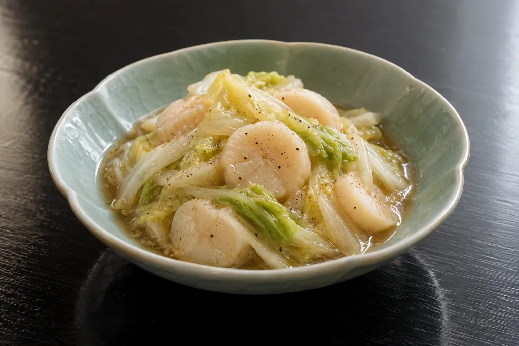 白菜とほたての中華蒸しの完成イメージ