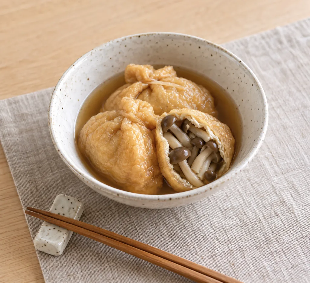 油揚げとしめじの袋煮の完成イメージ