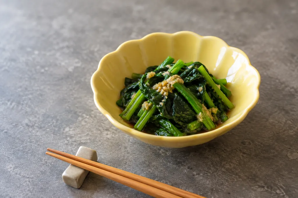 ほうれん草の中華だれがけの完成イメージ