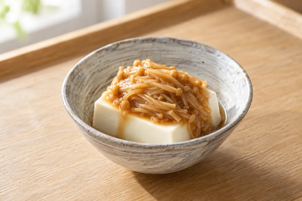 豆腐となめたけの冷ややっこの完成イメージ