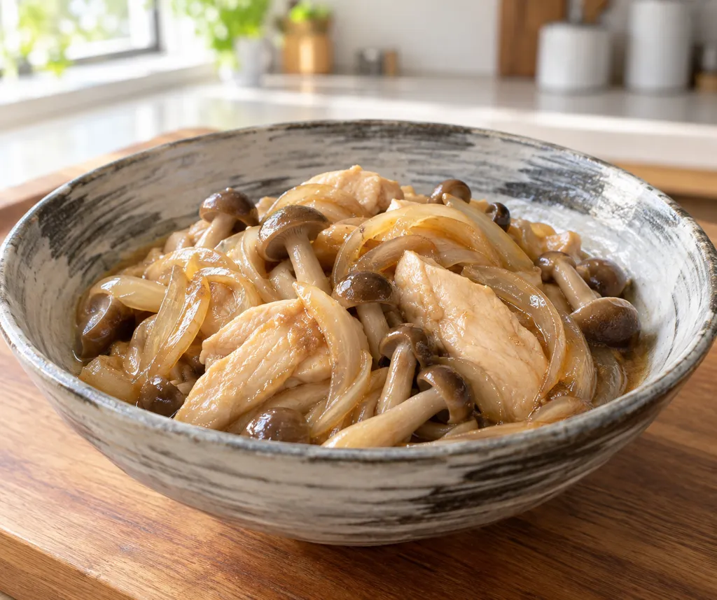 鶏むね肉としめじのすき煮の完成イメージ