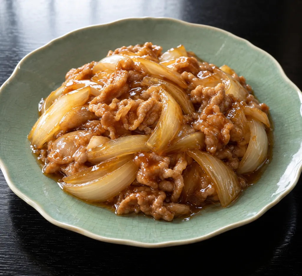 豚こま肉と玉ねぎの甘酢あんの完成イメージ