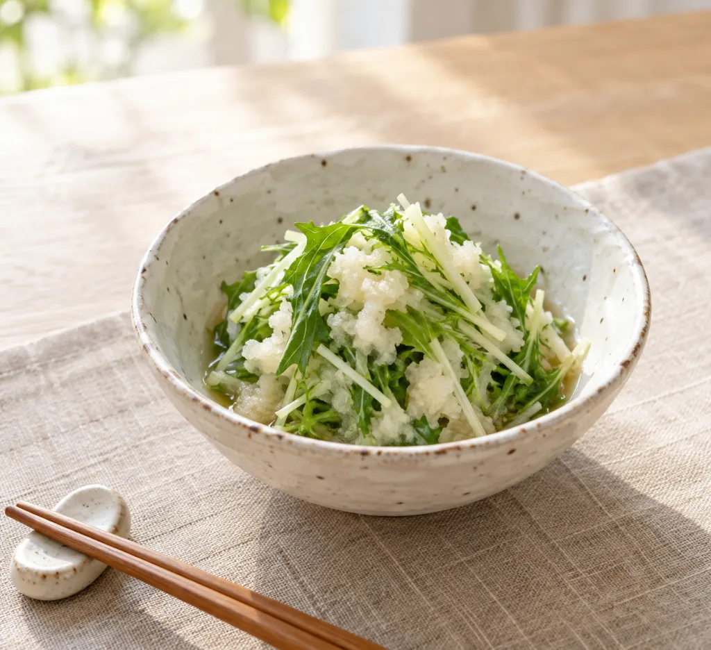 水菜と大根のおろしポン酢和えの完成イメージ