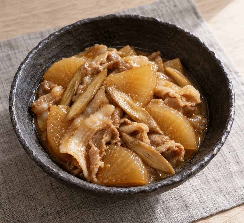 時短豚バラ肉と大根の味噌煮の完成イメージ