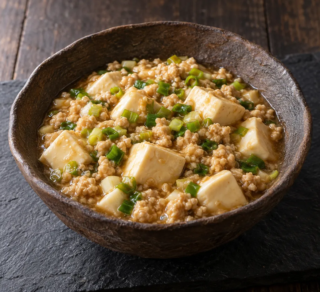 鶏ひき肉とねぎの麻婆豆腐の完成イメージ