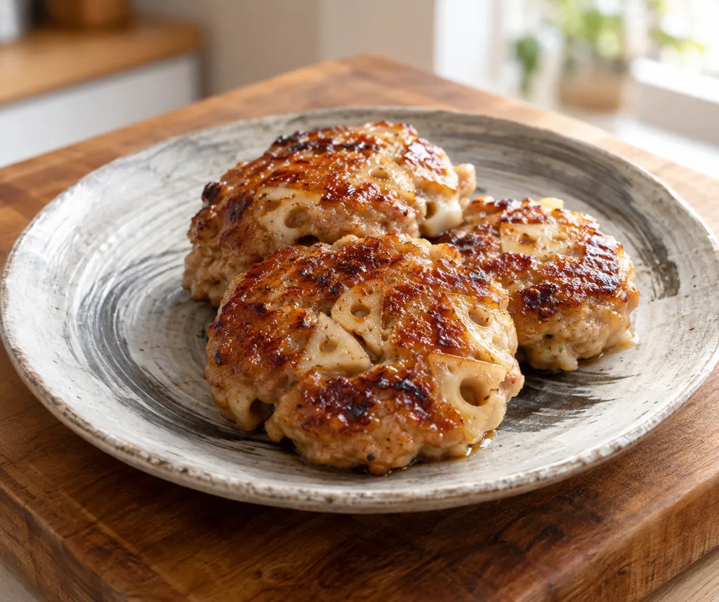 れんこんの豚つくね焼きの完成イメージ