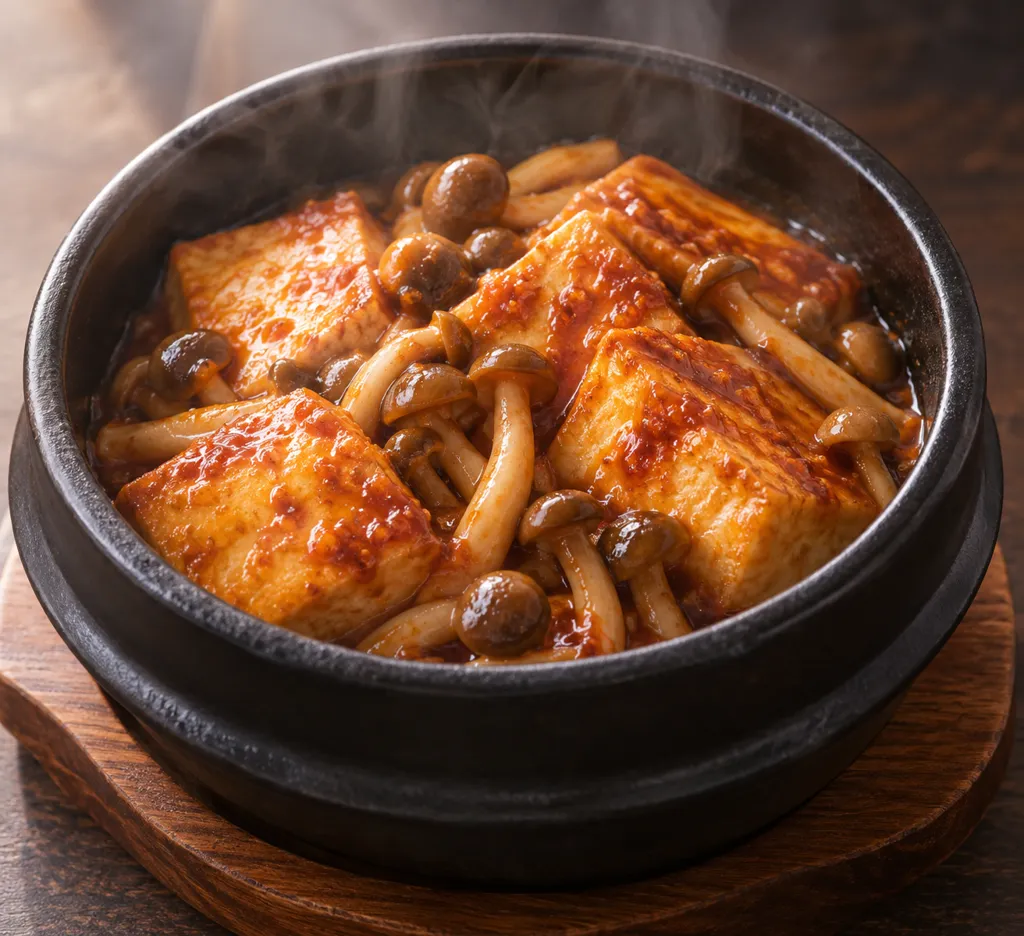豆腐としめじの韓国風甘辛焼きの完成イメージ
