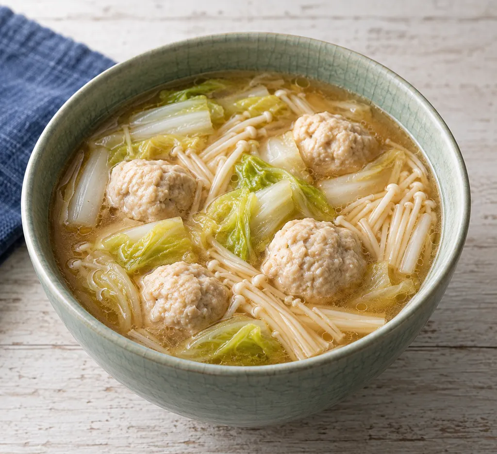 鶏団子と白菜の味噌鍋の完成イメージ
