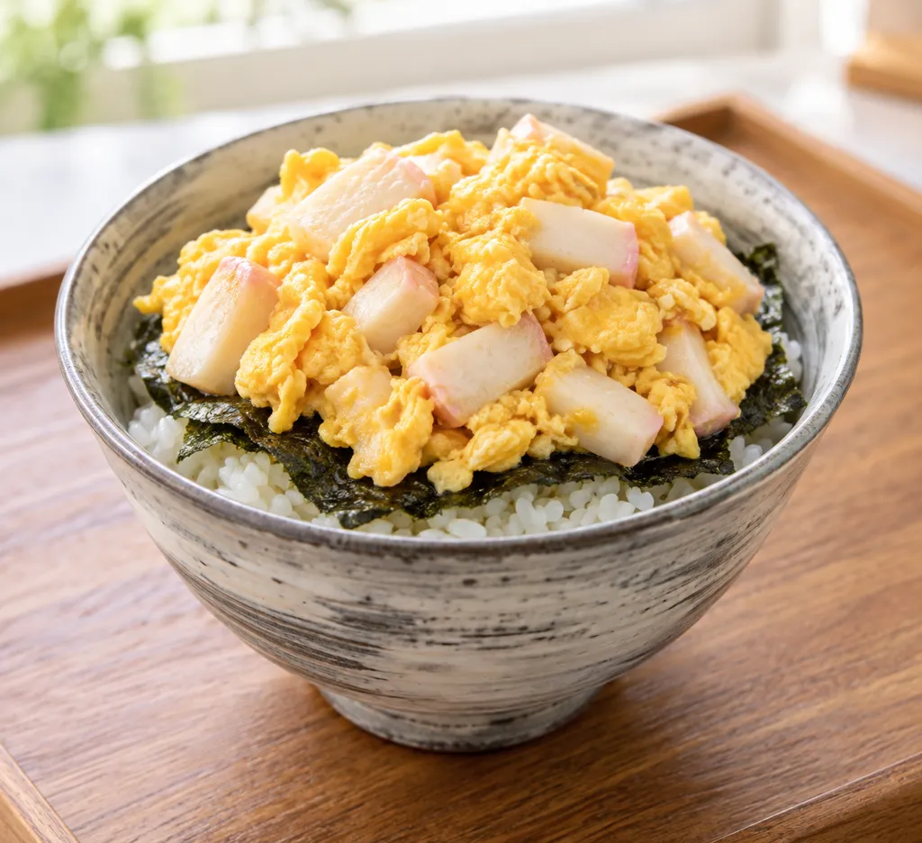 かまぼこと卵ののり弁風丼の完成イメージ