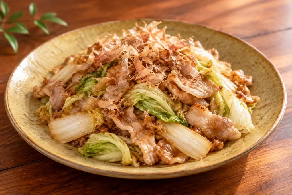 豚バラ肉と白菜のおかか炒めの完成イメージ