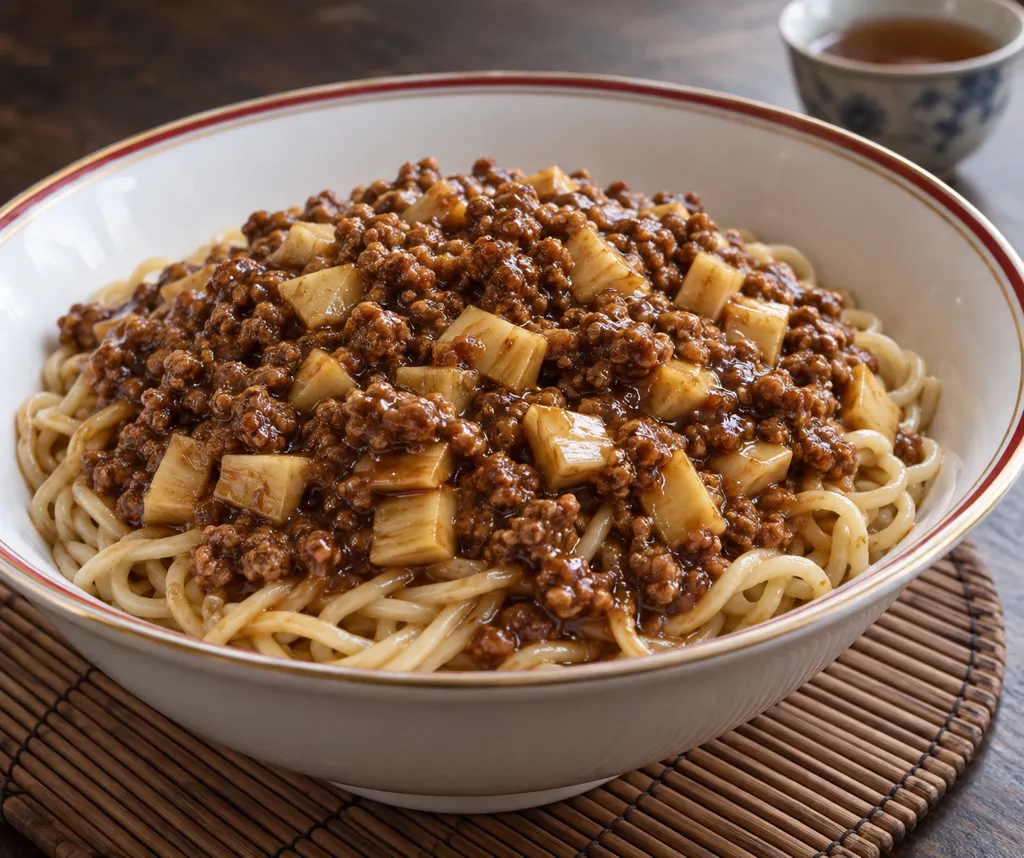 豚ひき肉とたけのこのジャージャー麺の完成イメージ