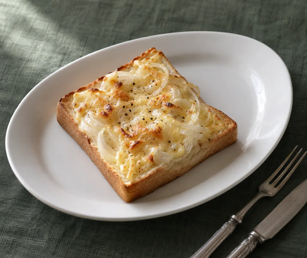 玉ねぎと食パンのチーズトーストの完成イメージ